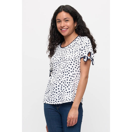 Polka Tie Sleeves Top