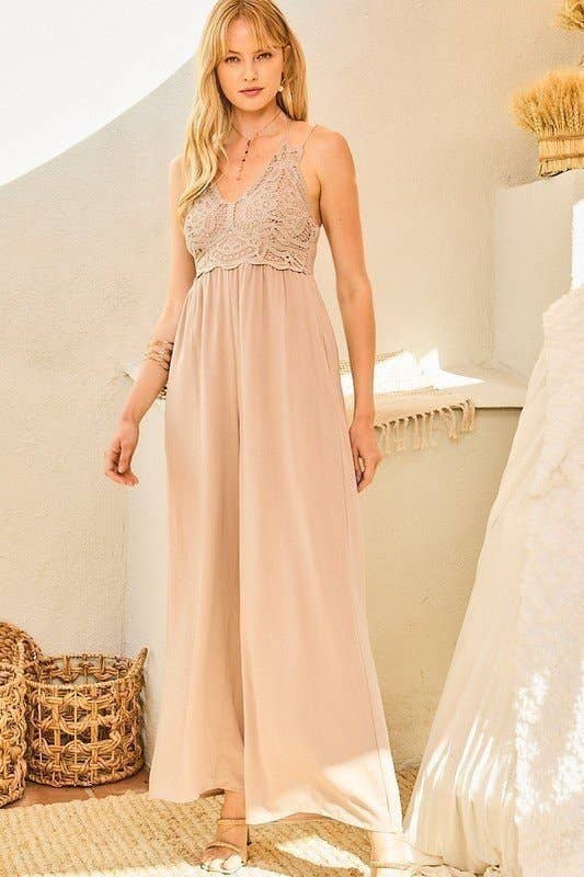 Apricot Lace Top Jumpsuit