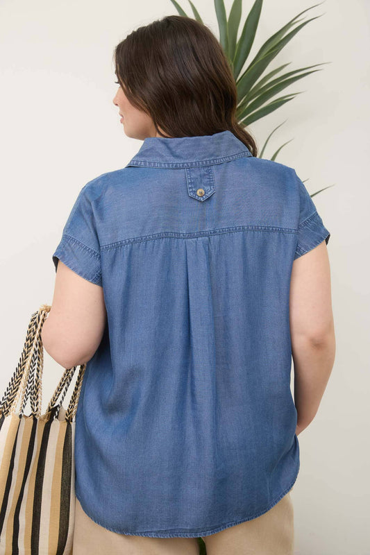 Soft Denim Button Down Top