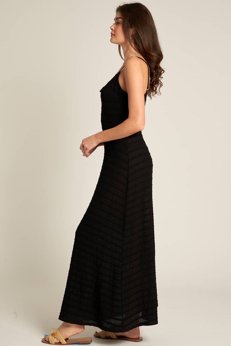 Black Spaghetti Strap Knit Maxi Dress