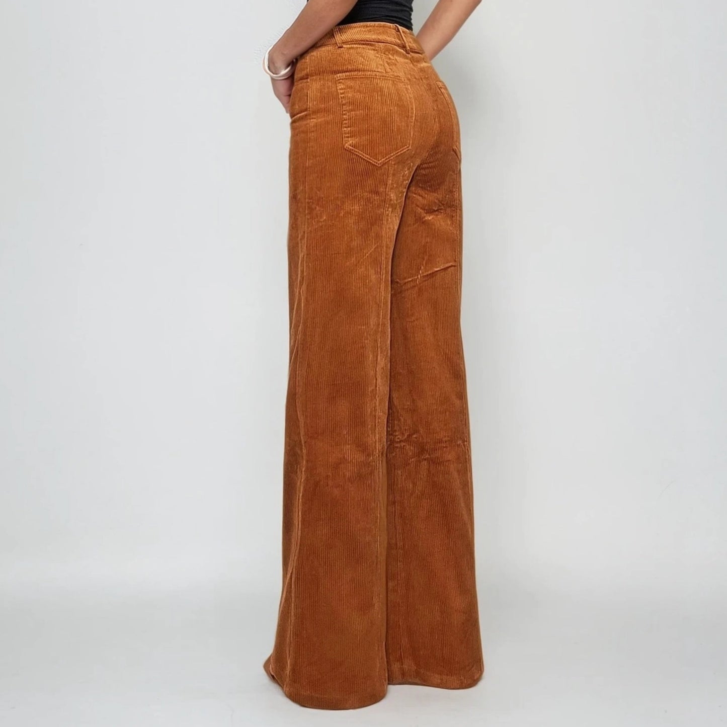 Brown Corduroy Wide Leg Pants