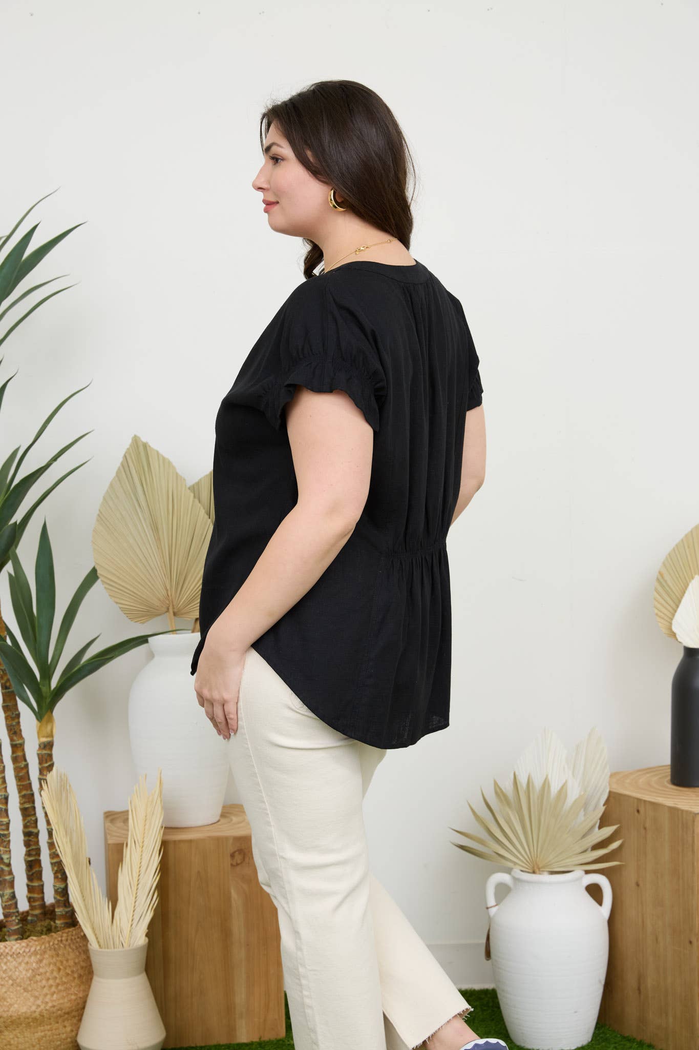 Comfy Black Linen Top
