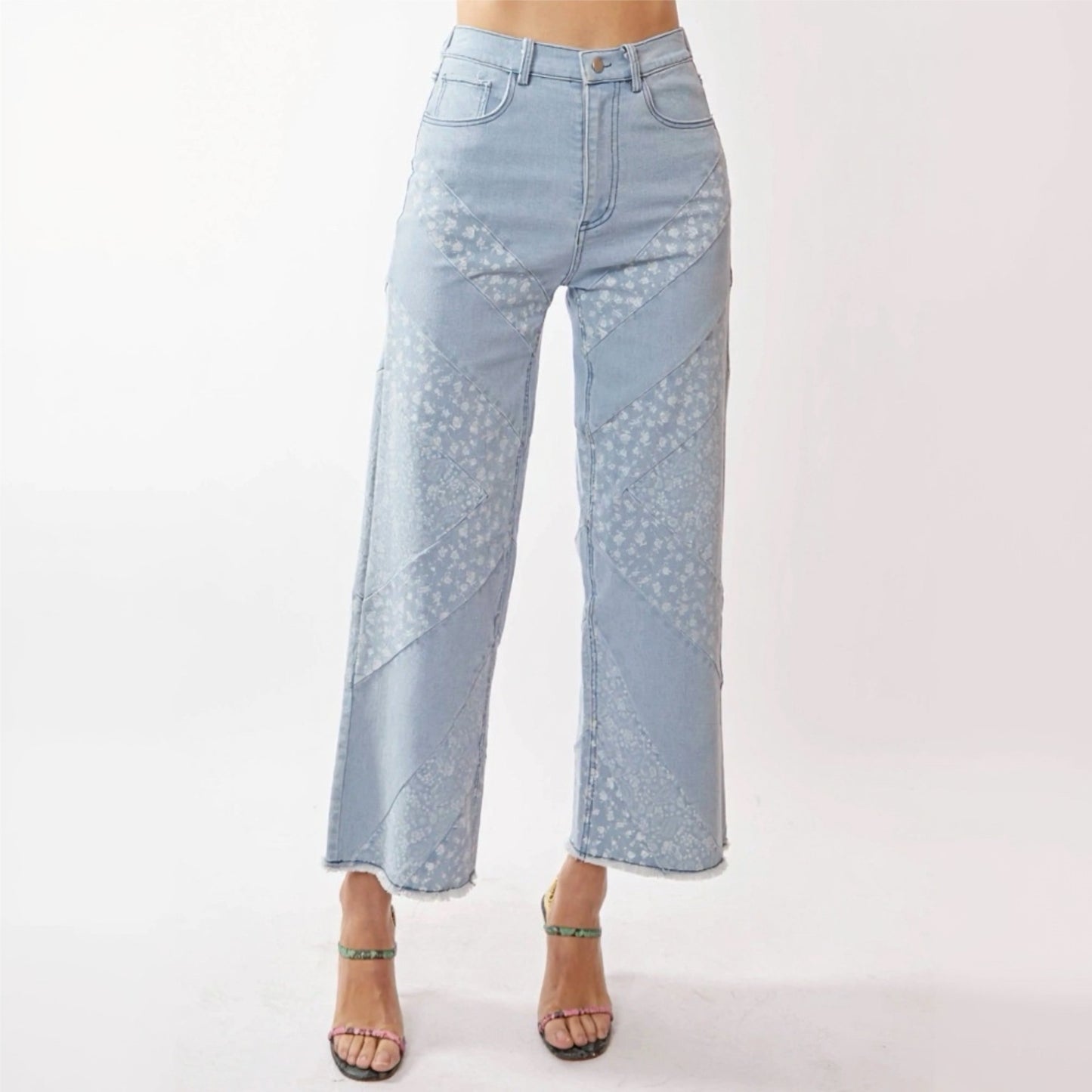 Wide Leg Ditsy Floral Print Pants