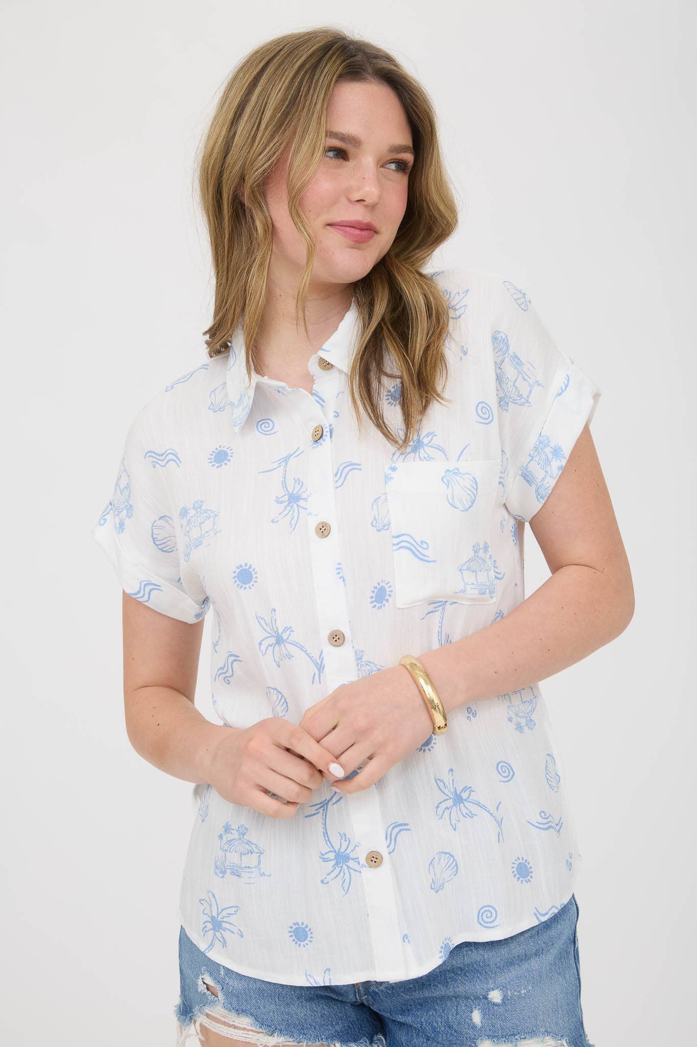 Summer Print Short Sleeves Blouse