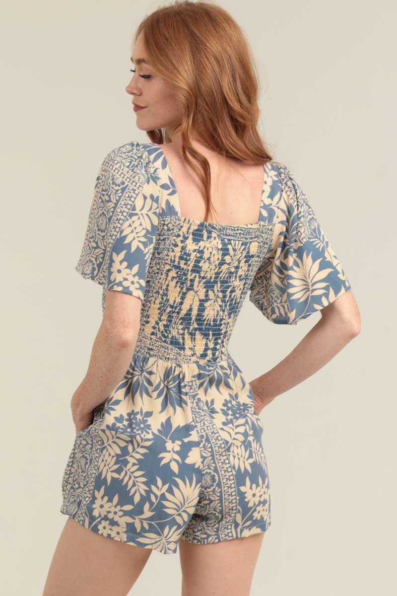 V Neck Twist Front Romper