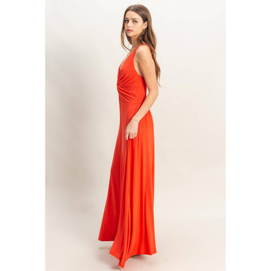 Knotted Bust Sleeveless Jersey Jumpsuit