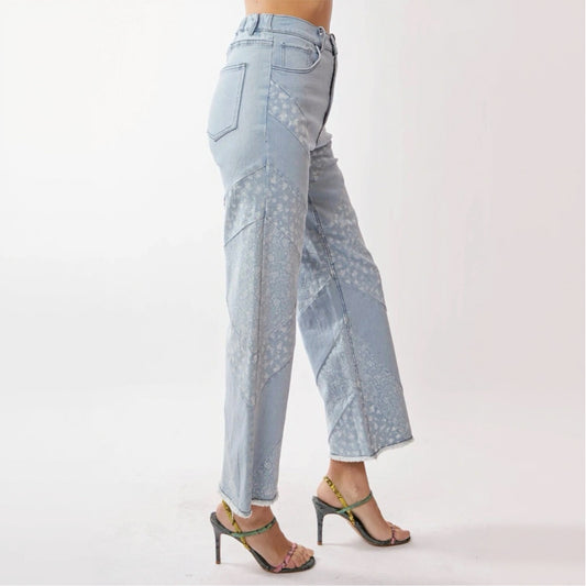 Wide Leg Ditsy Floral Print Pants