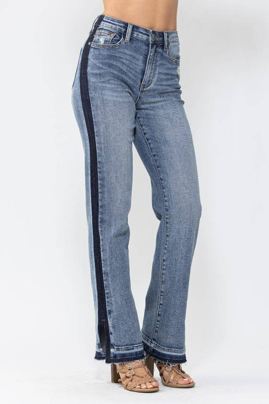 Side Seam Detail Straight Jeans