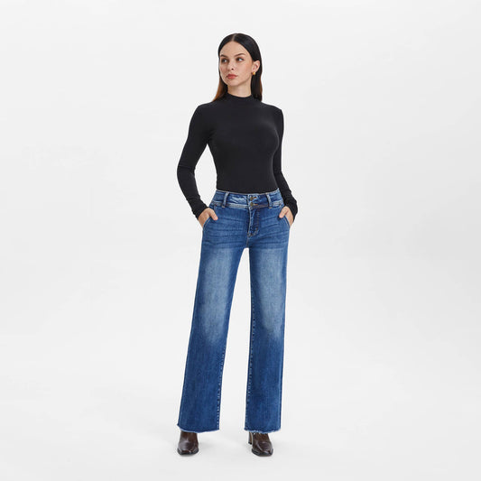 Raw Hem Straight Leg Jeans