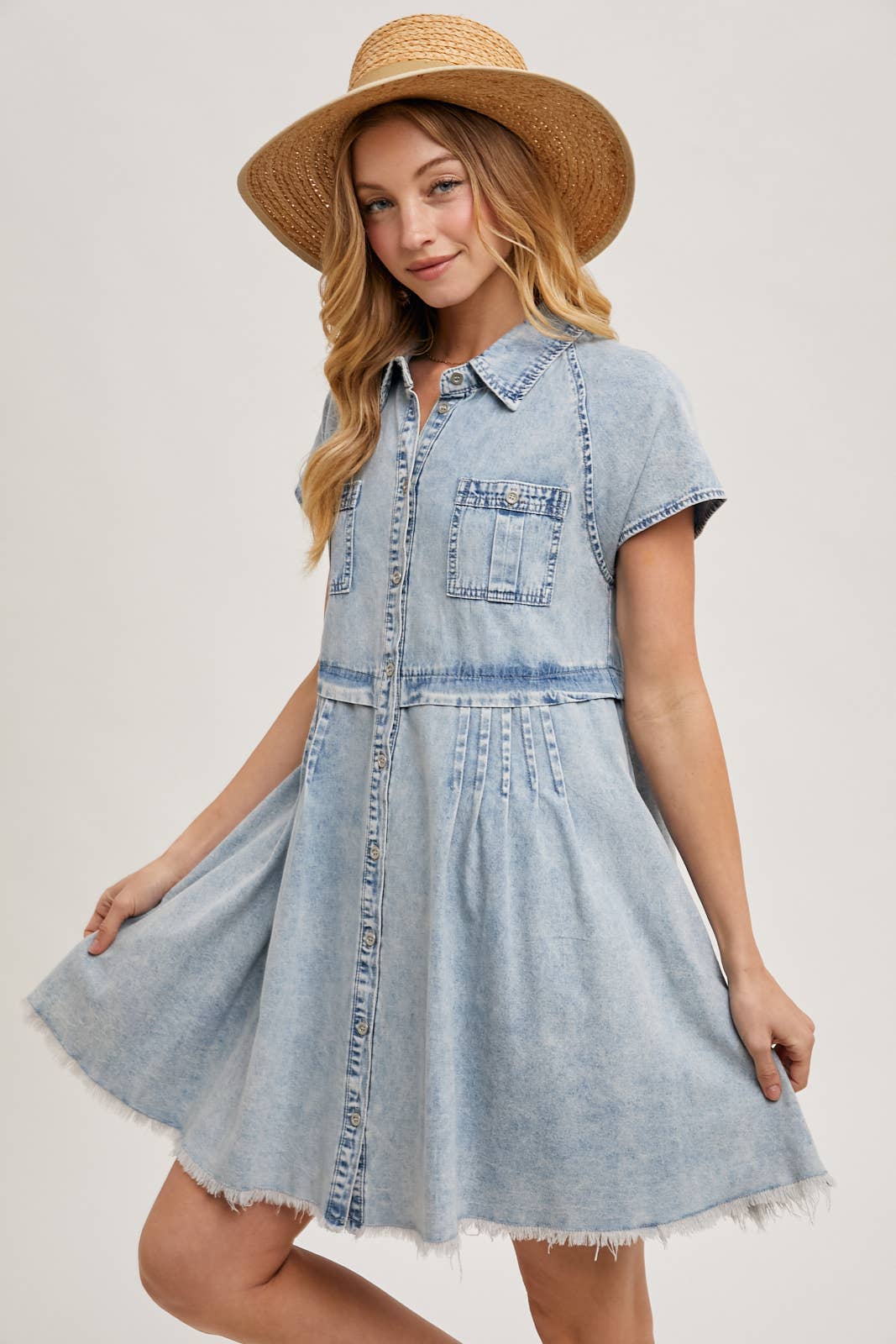 Denim Button Front Shirt Dress