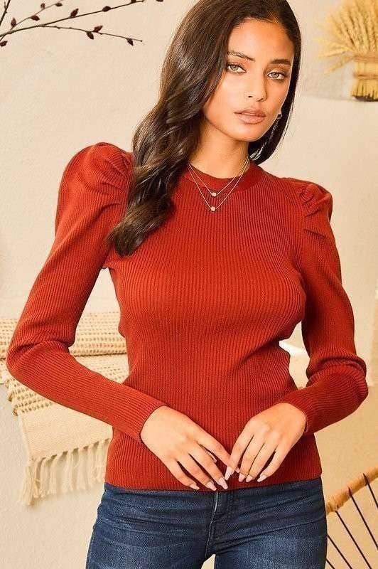 Puff Sleeve Tie Back Sweater Top