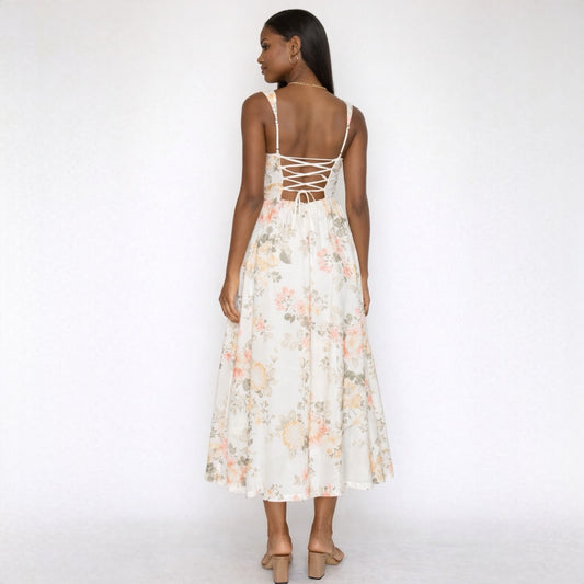 Corset Floral Midi Dress