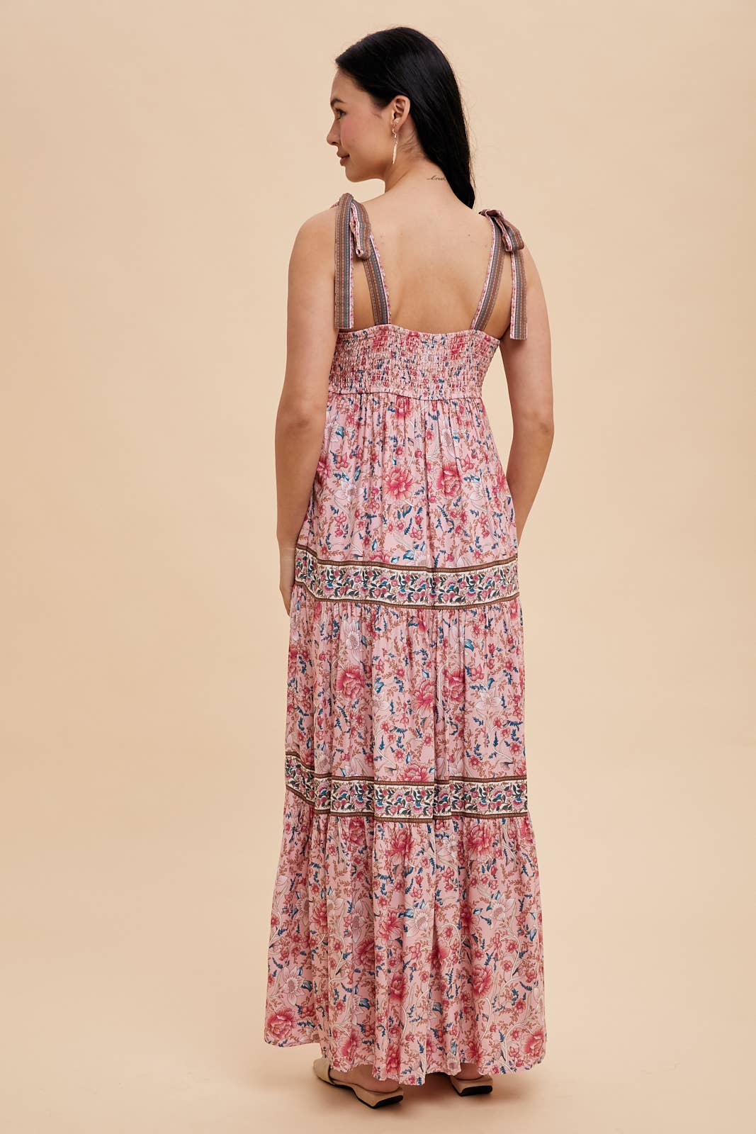 Fuschia Border Print Floral Maxi Dress