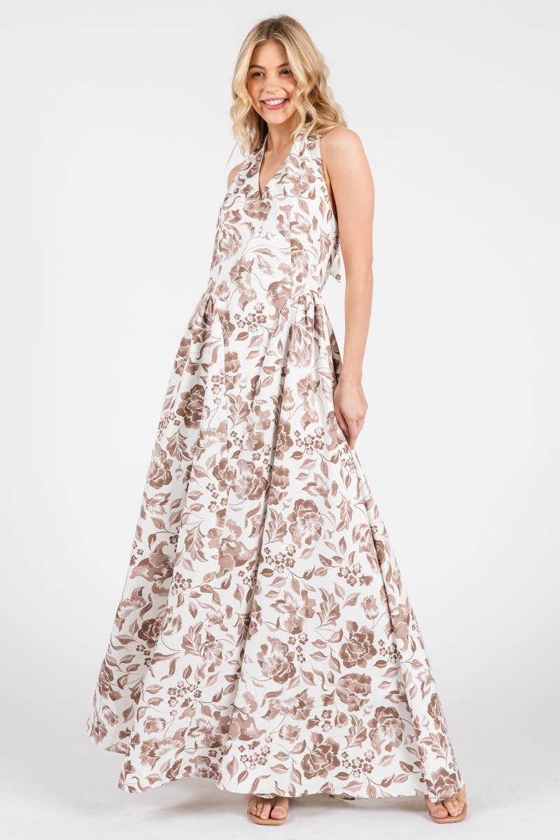 Floral Print Halter Maxi Dress