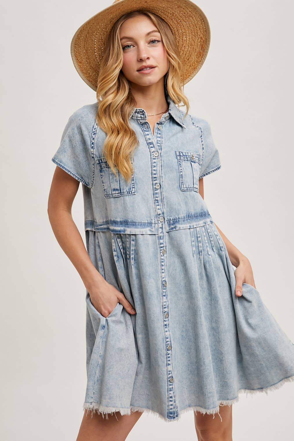 Denim Button Front Shirt Dress