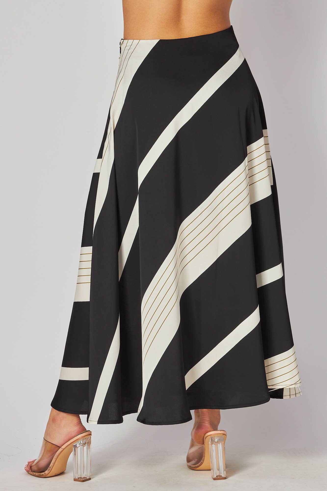 Geometric Stripes A-Line Maxi Skirt