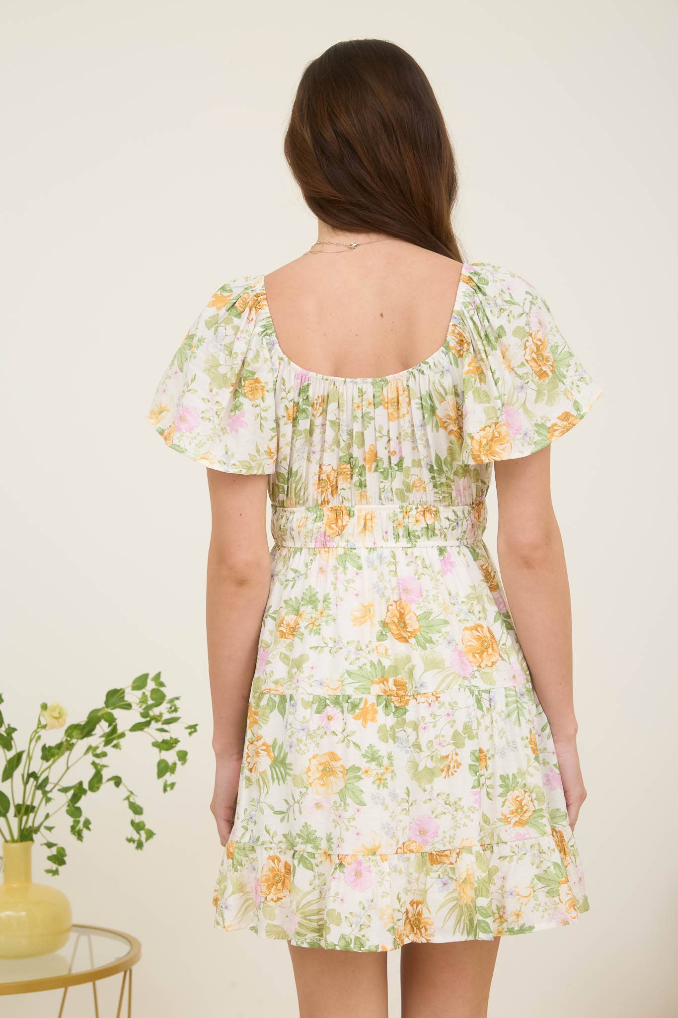 Floral Tie Front Tired Mini Dress