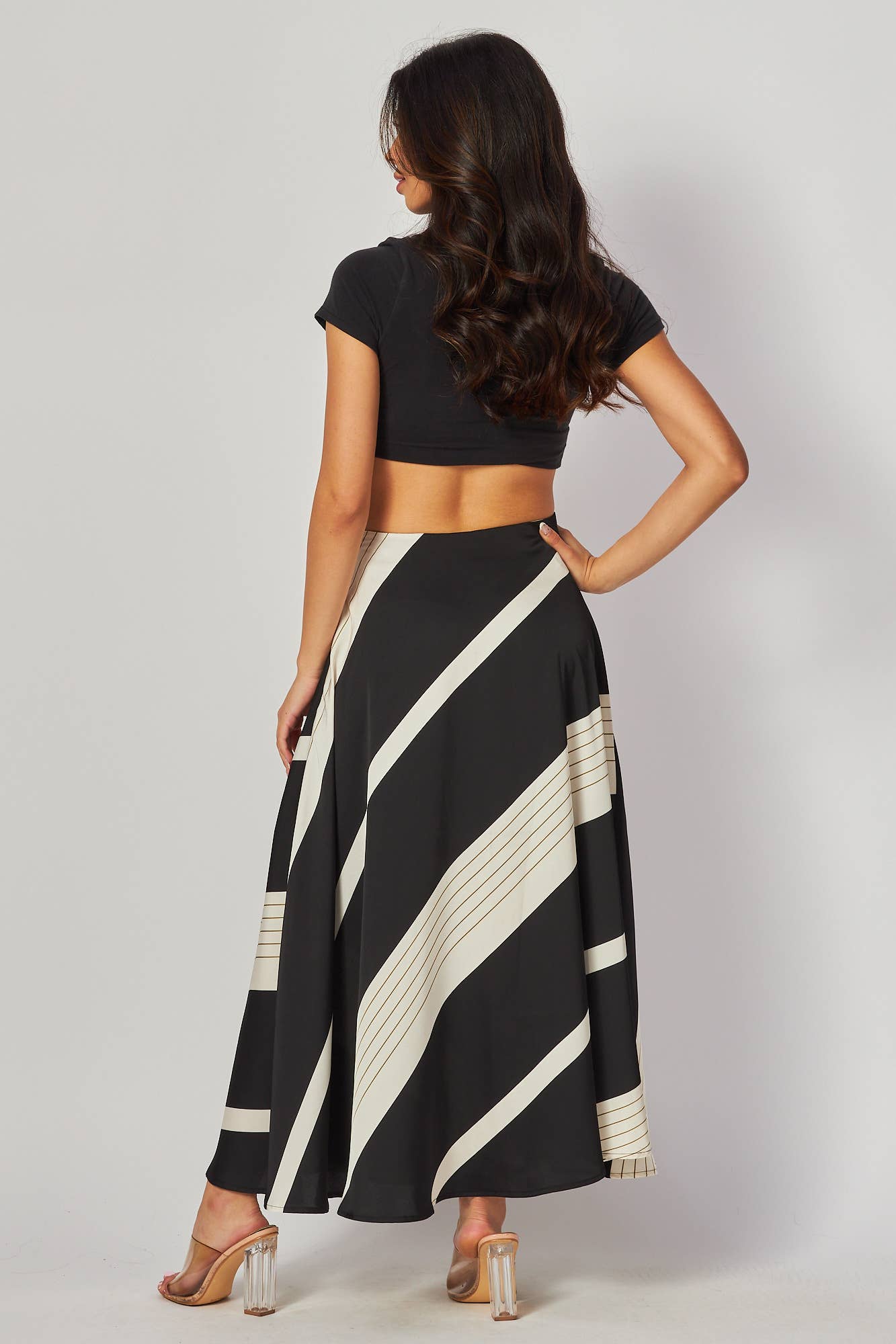 Geometric Stripes A-Line Maxi Skirt