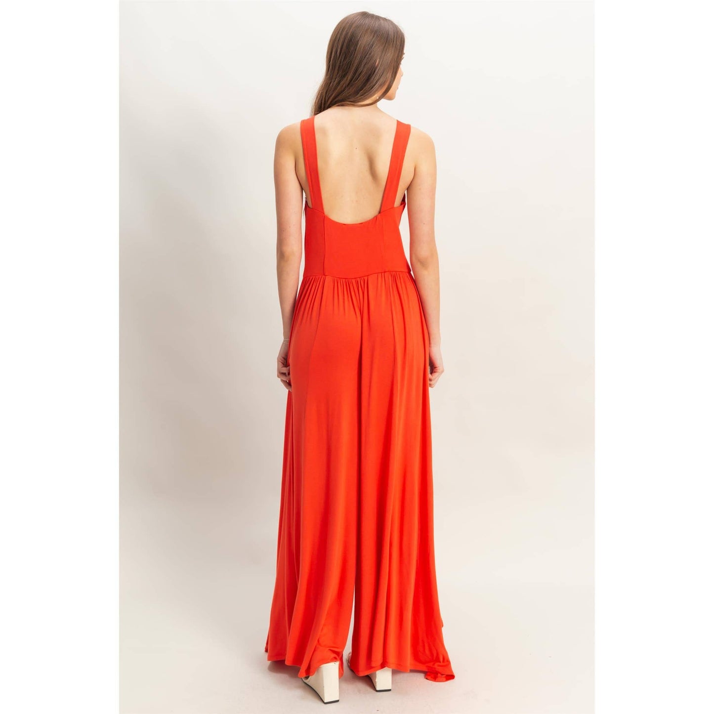 Knotted Bust Sleeveless Jersey Jumpsuit