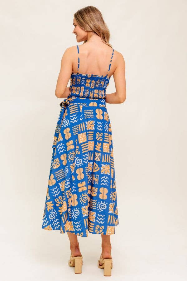 Summer Print Tie Waist Skirt Set