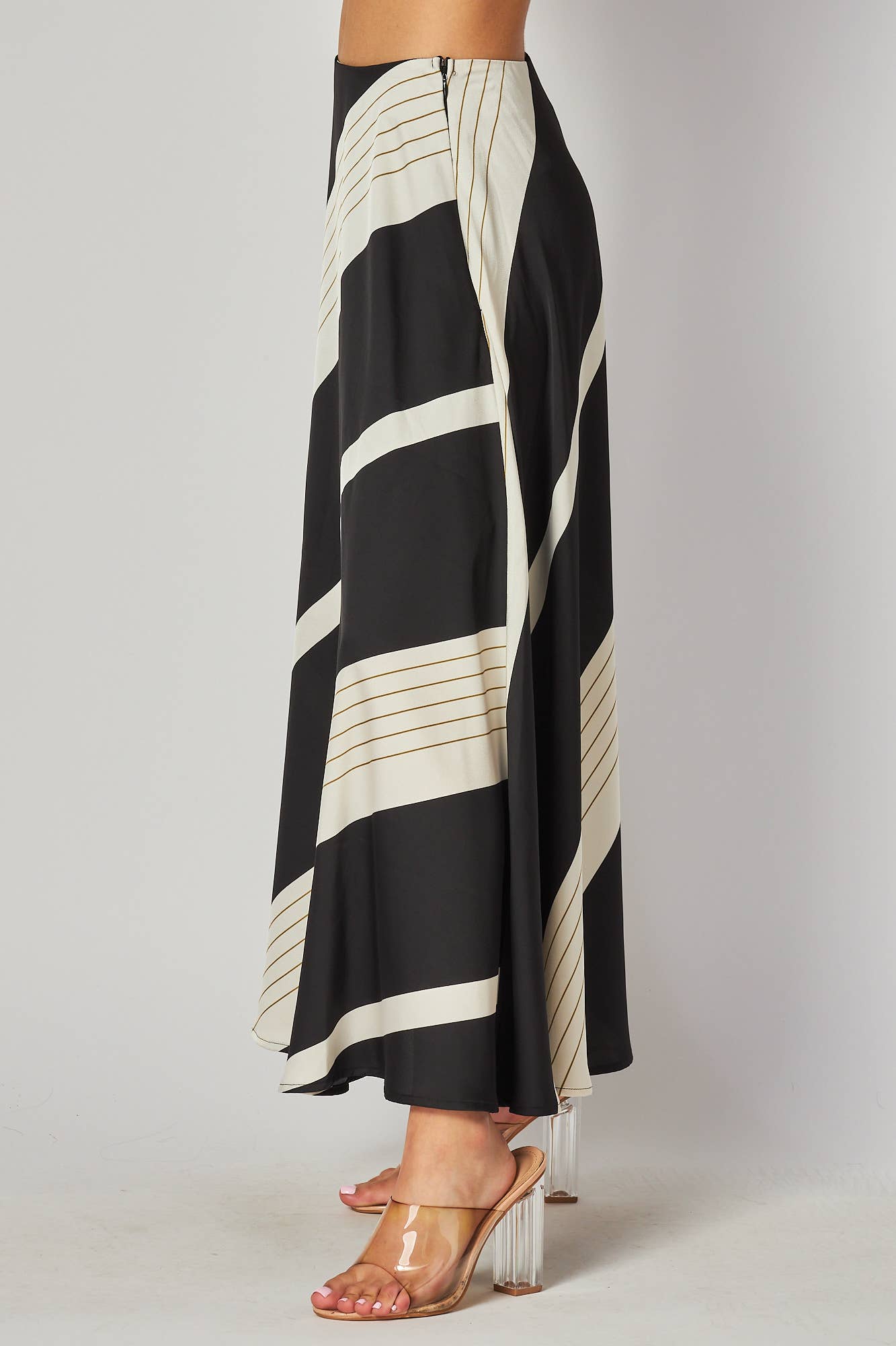 Geometric Stripes A-Line Maxi Skirt