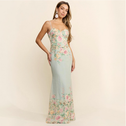 Enchanted Bloom Mermaid Maxi Dress