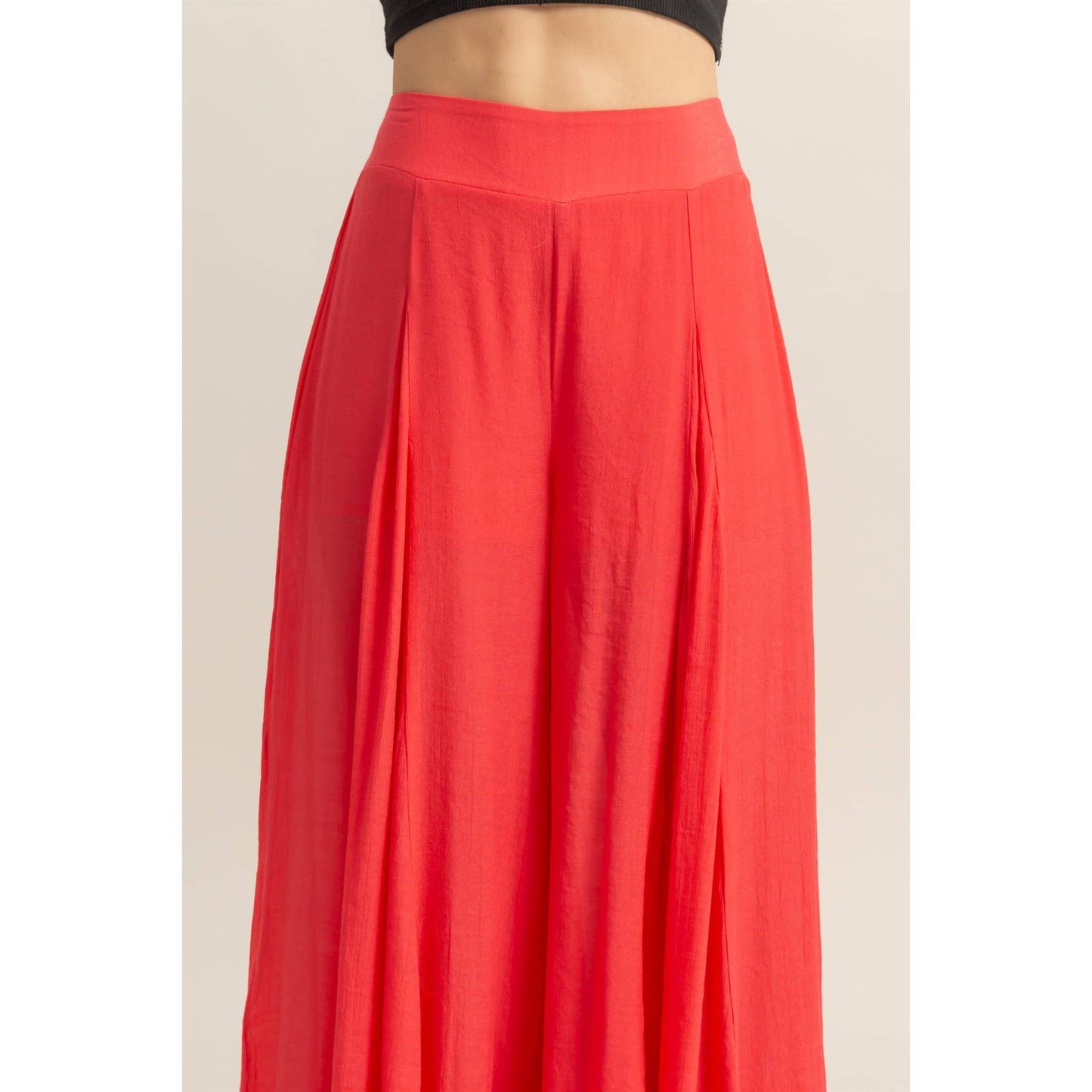 High-Waist Ruffle Flared Wide Leg Pants