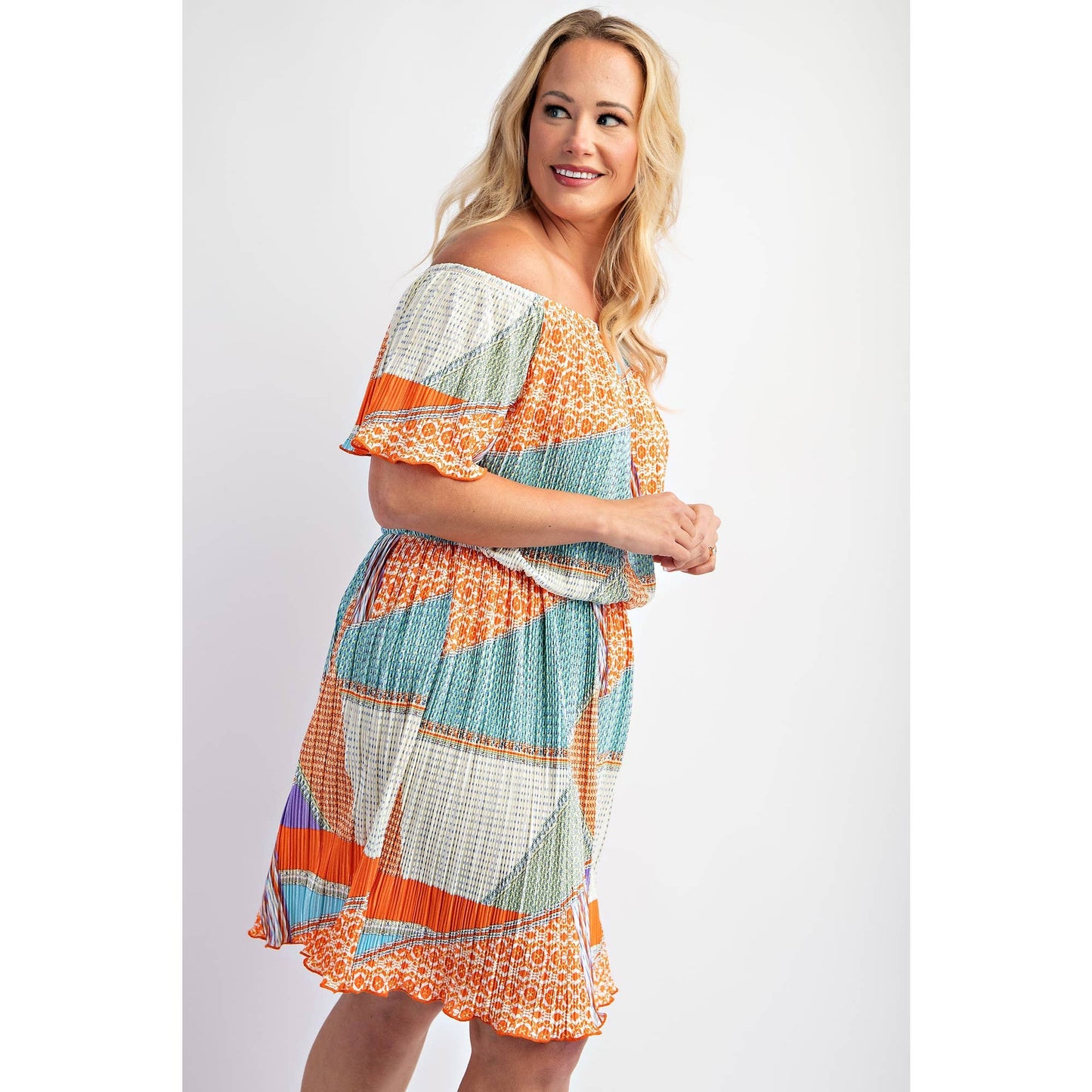 Plus Size Off Shoulder Mini Dress