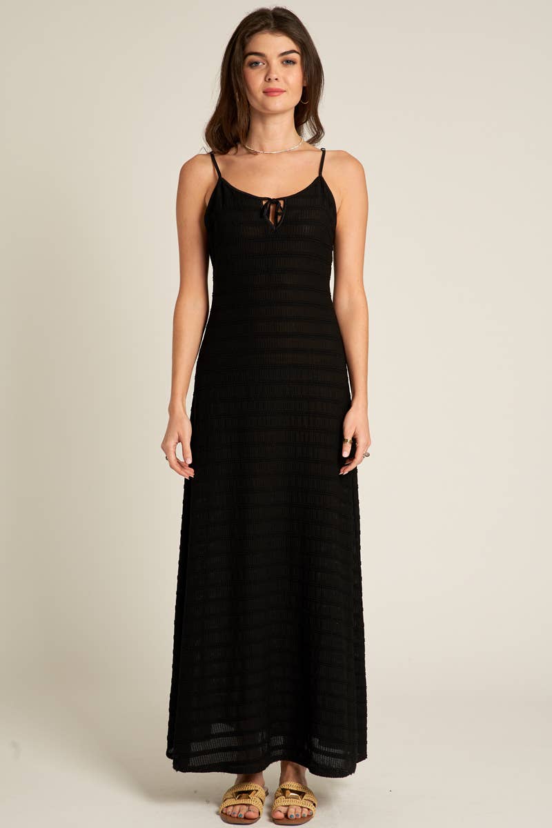 Black Spaghetti Strap Knit Maxi Dress