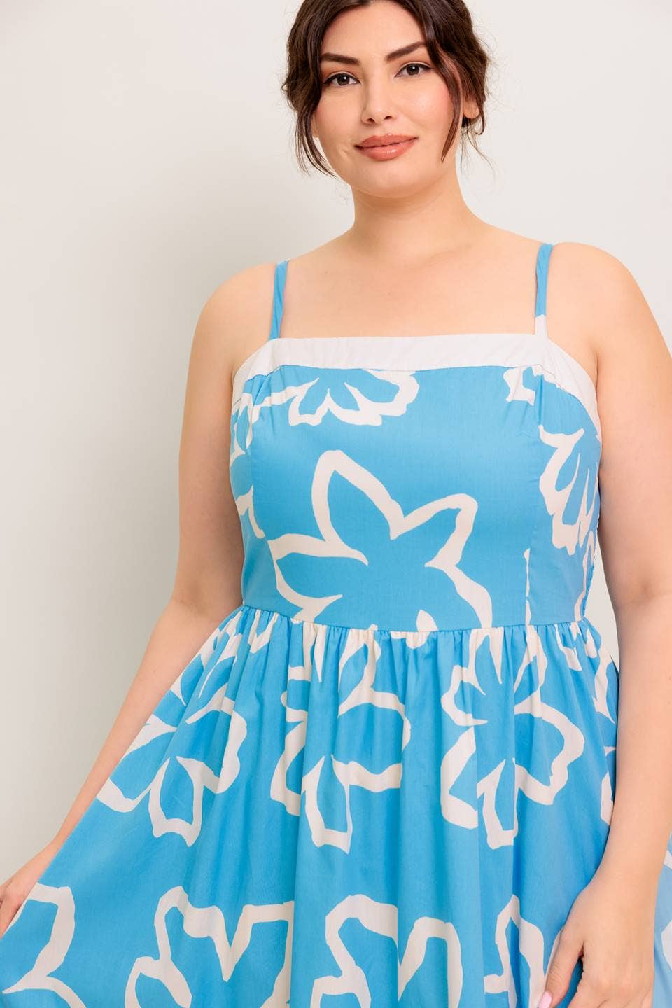 Blue and Ivory Printed Midi Dress