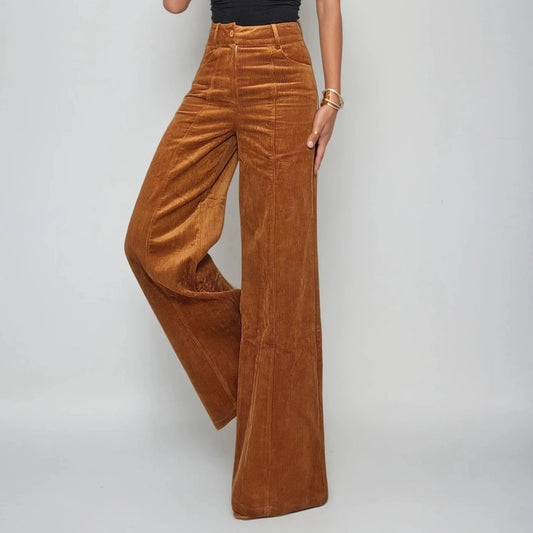 Brown Corduroy Wide Leg Pants