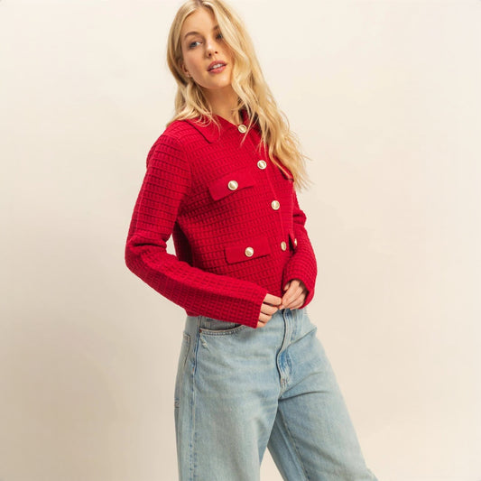 Textured Knit Sweater Jacket