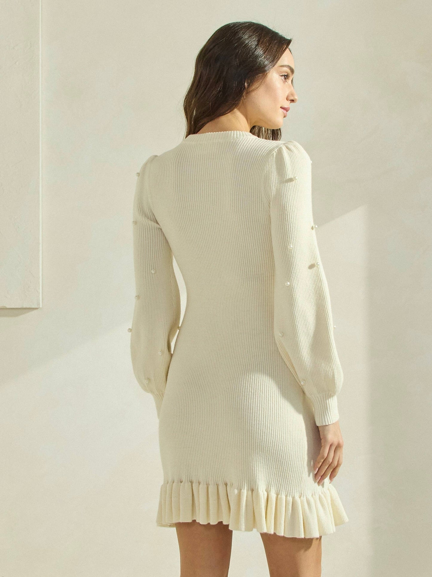 Pearl Embellished Knit Dress