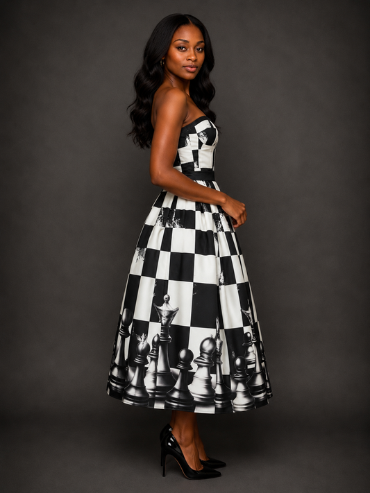 Chessboard Couture Midi Dress