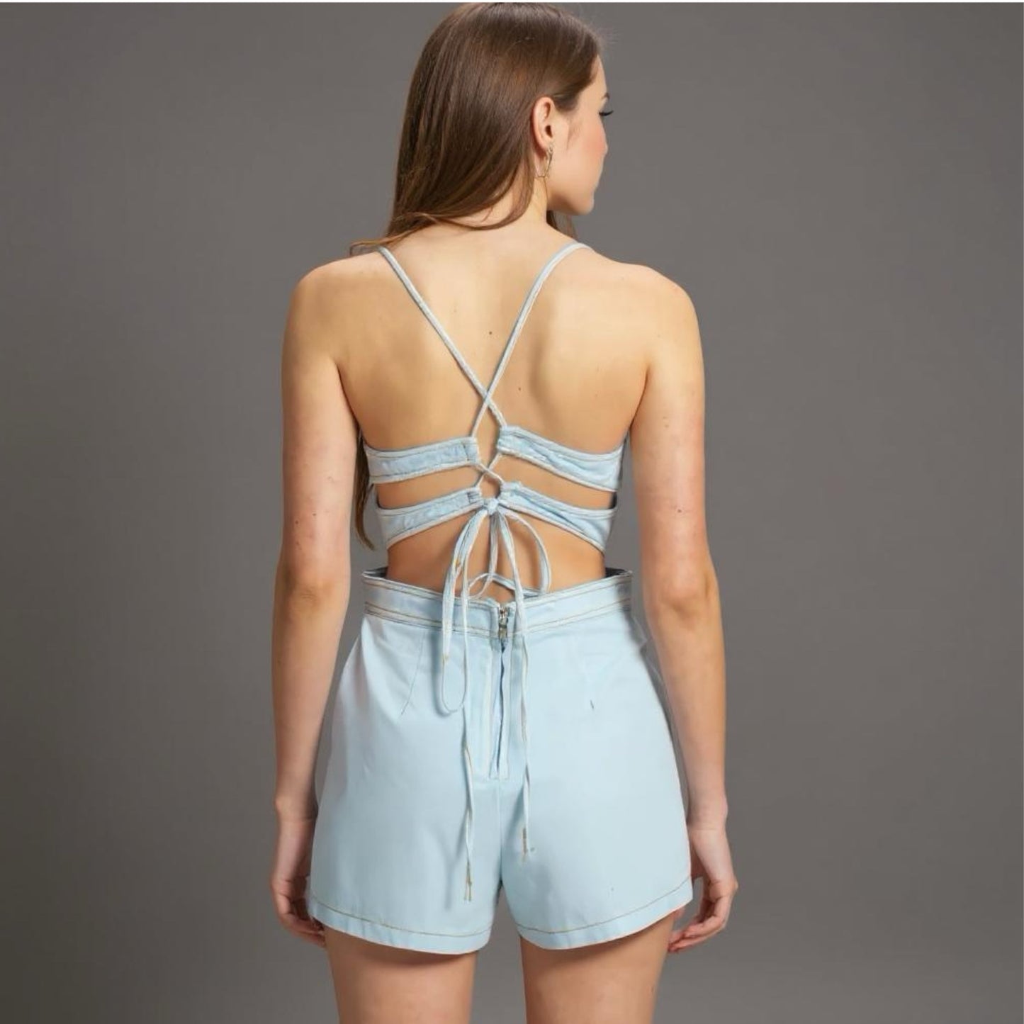 Blue Strappy Back Romper