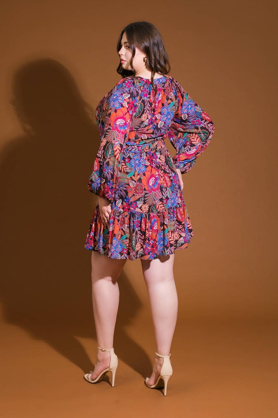 Long Sleeve Tie Waist Mini Dress