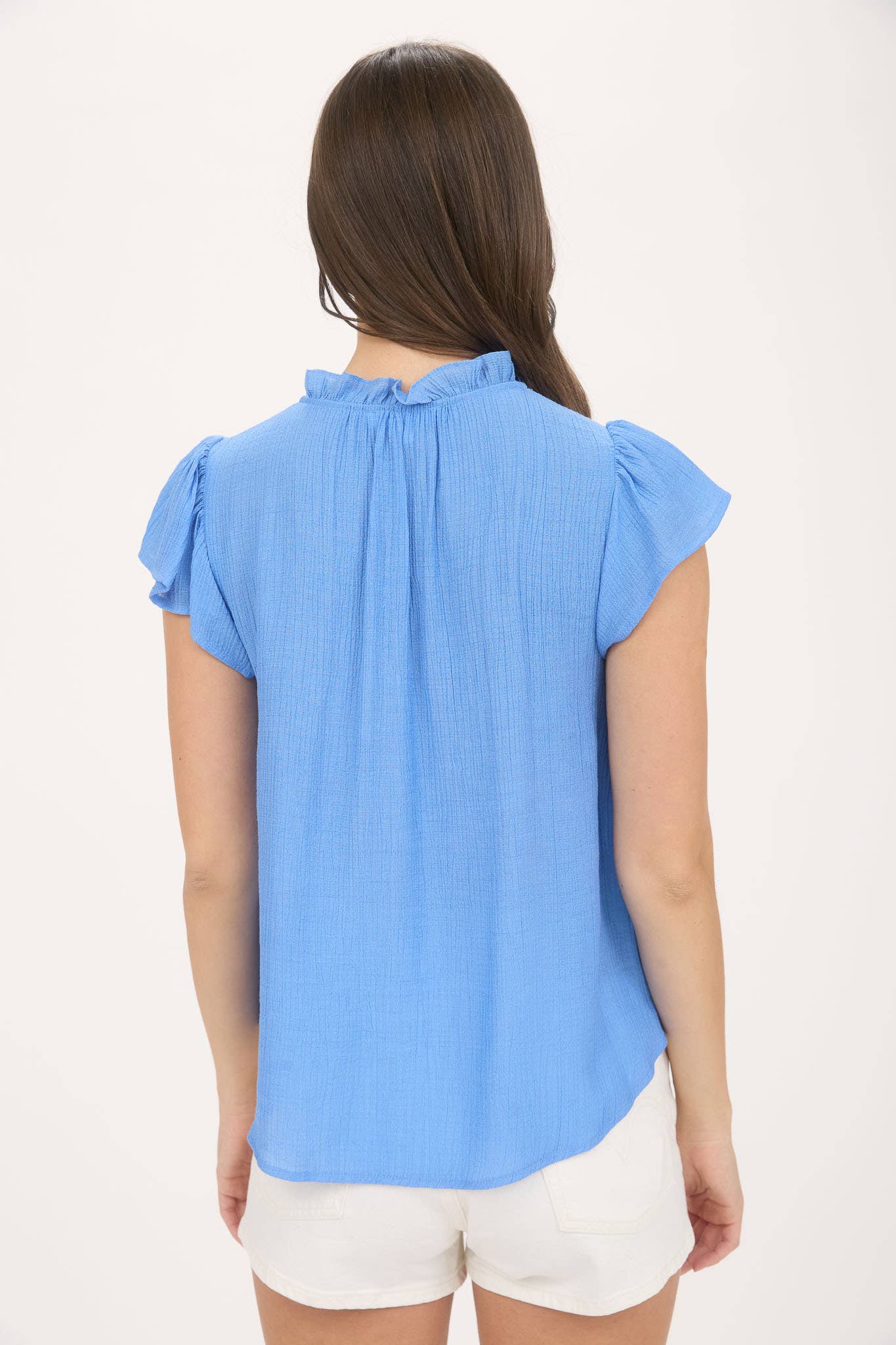 Embroidery Details Tie Front Blouse