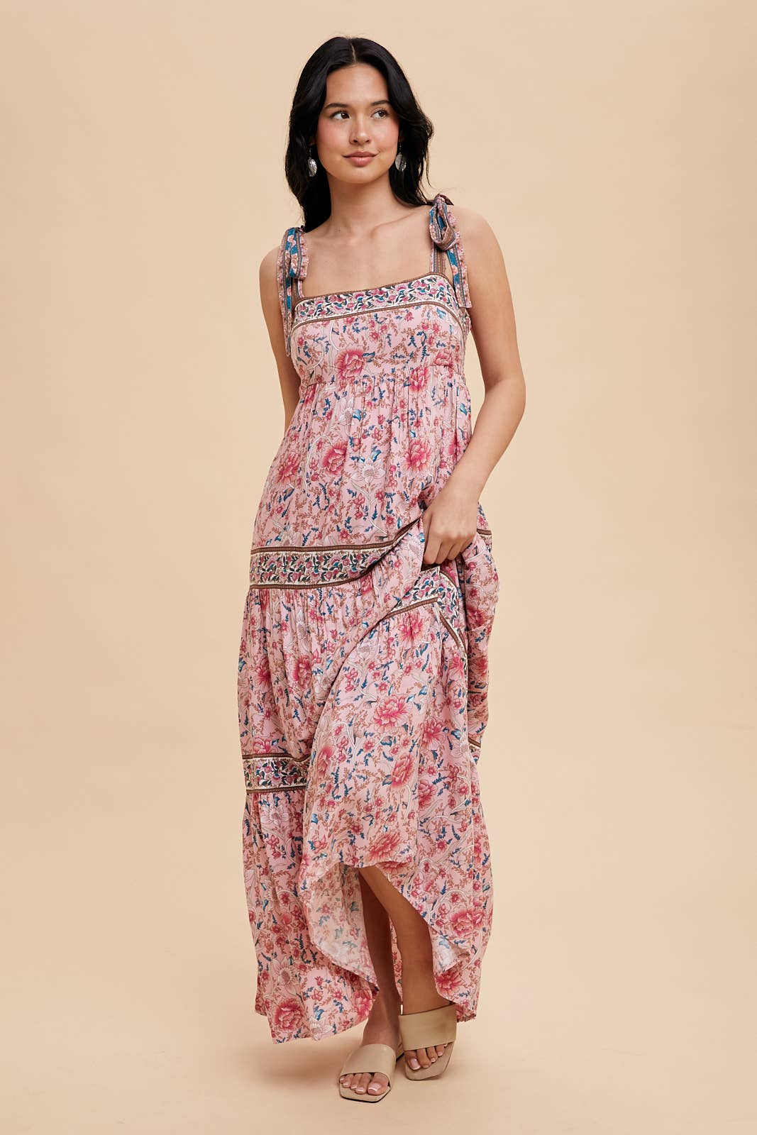 Fuschia Border Print Floral Maxi Dress