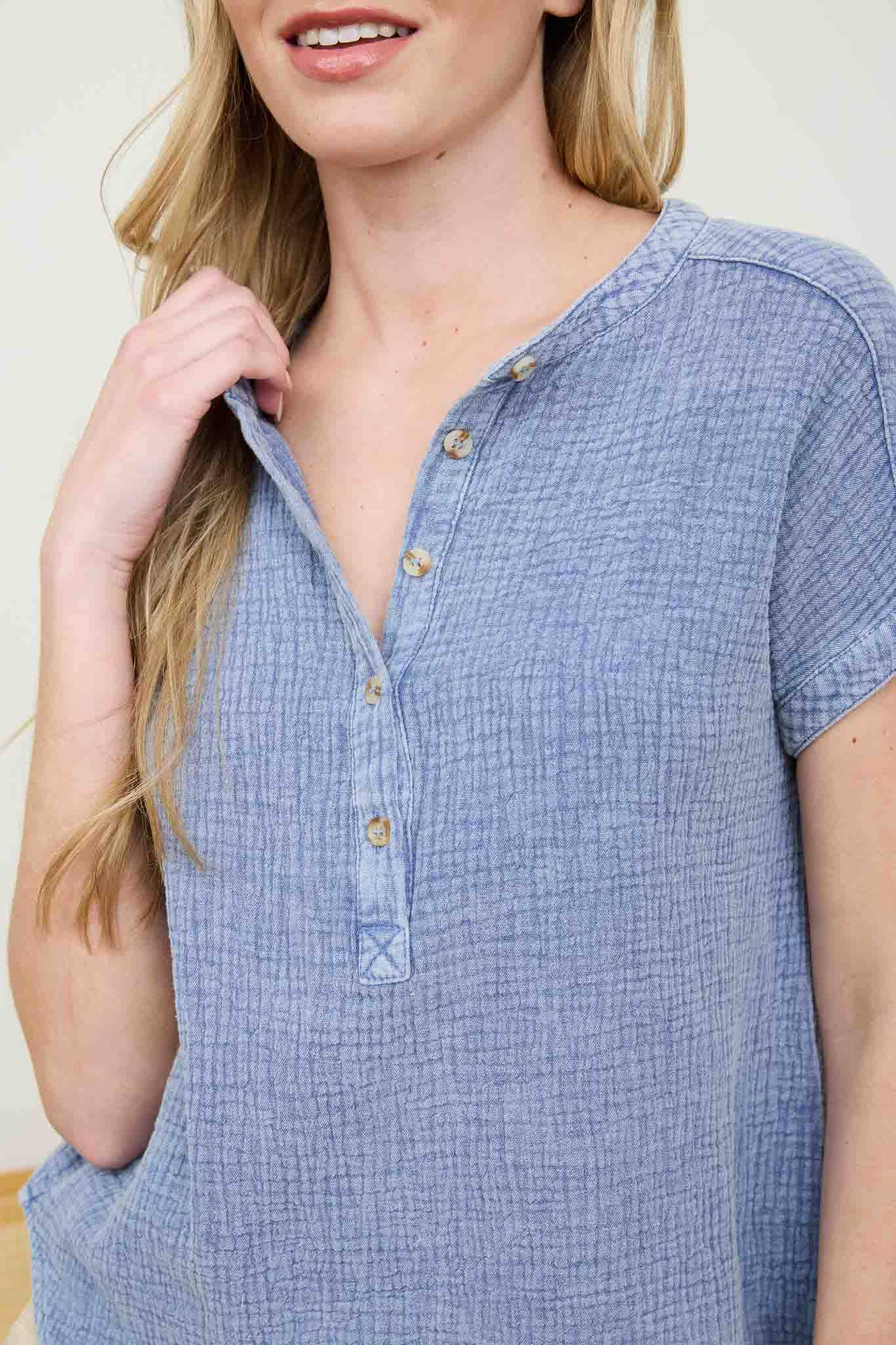 Short Sleeve Henley Top