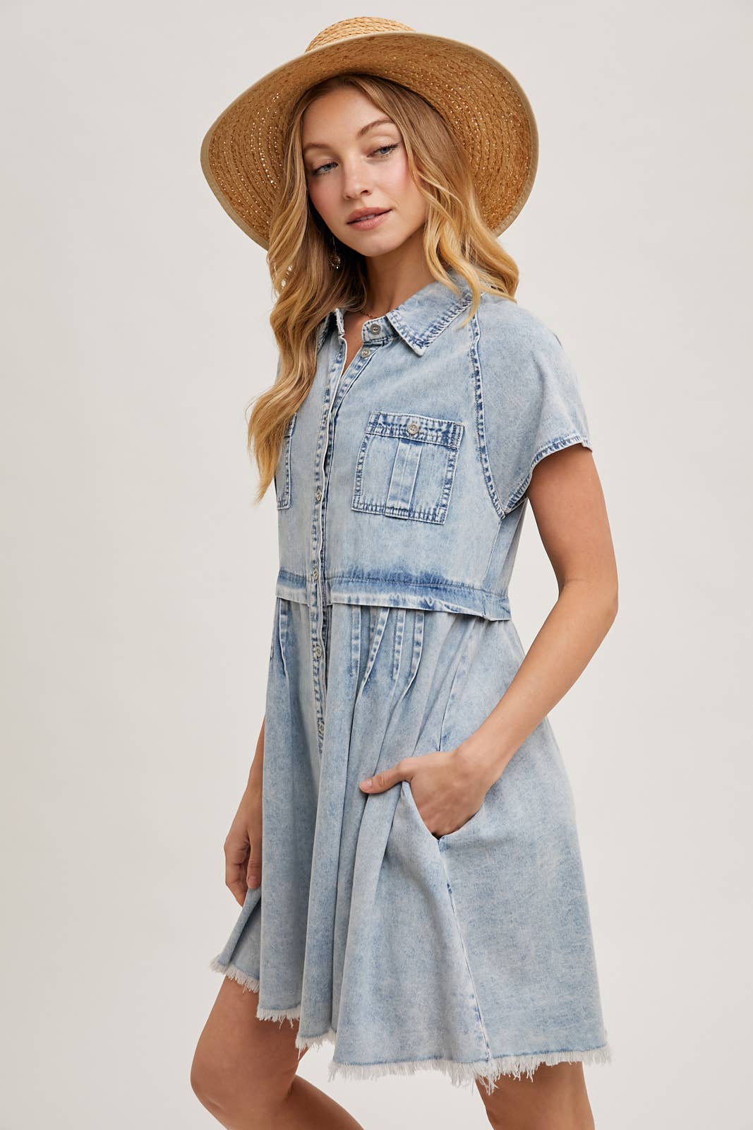 Denim Button Front Shirt Dress