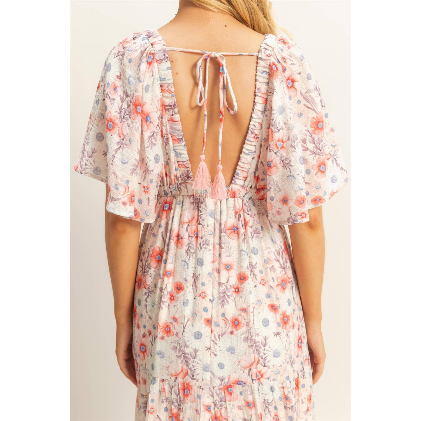 Floral V-Neck Flowy Tiered Maxi Dress
