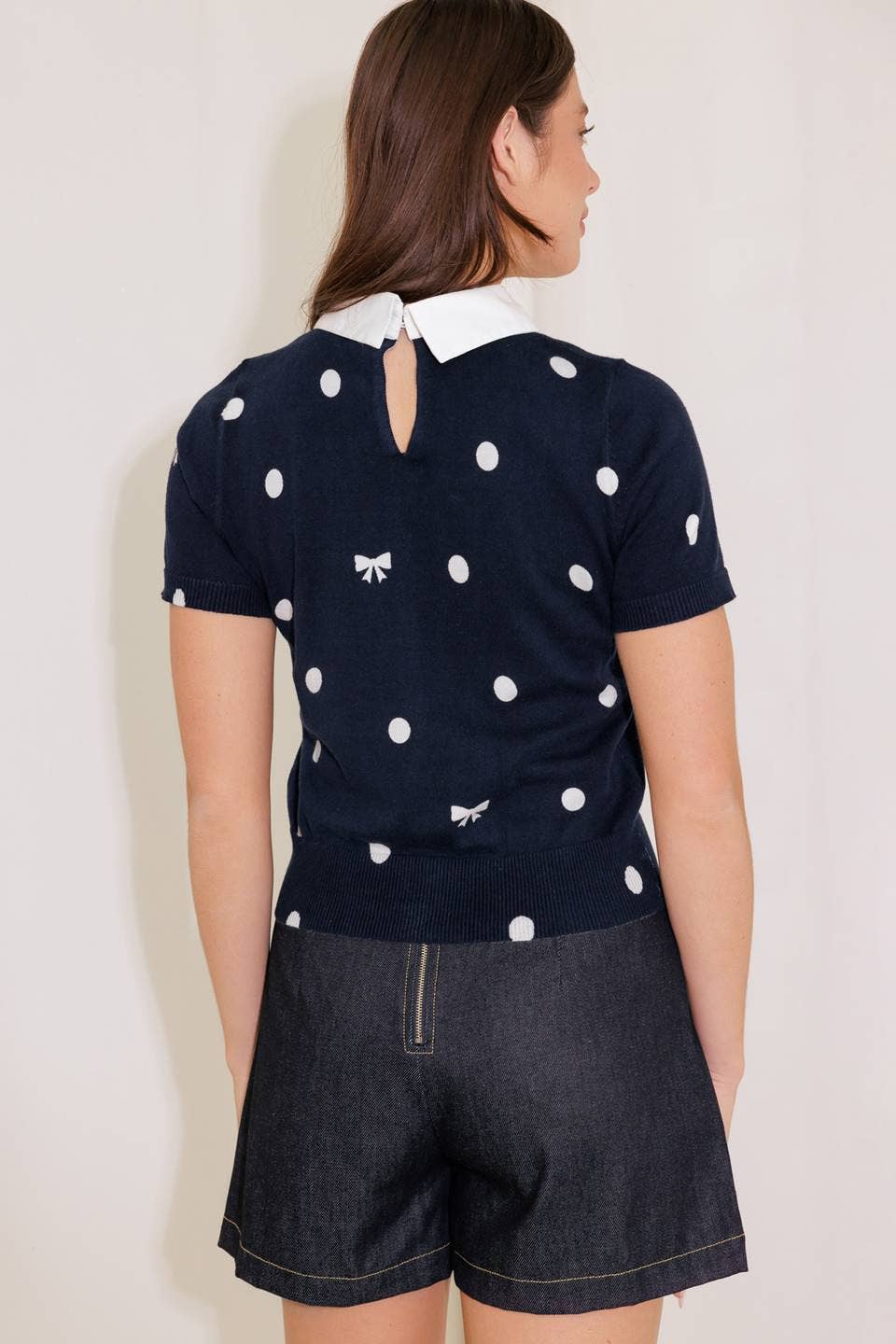 Bow Print Knit Top