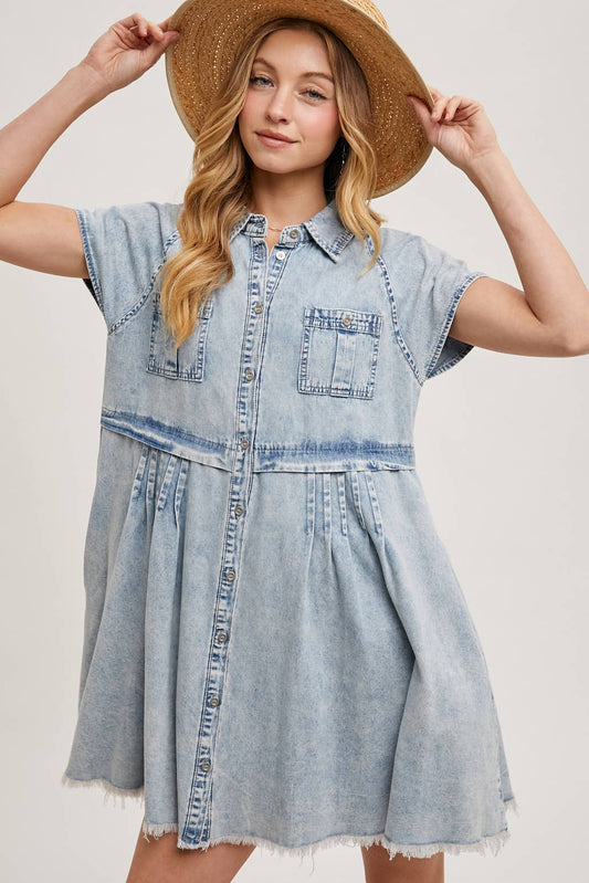 Denim Button Front Shirt Dress