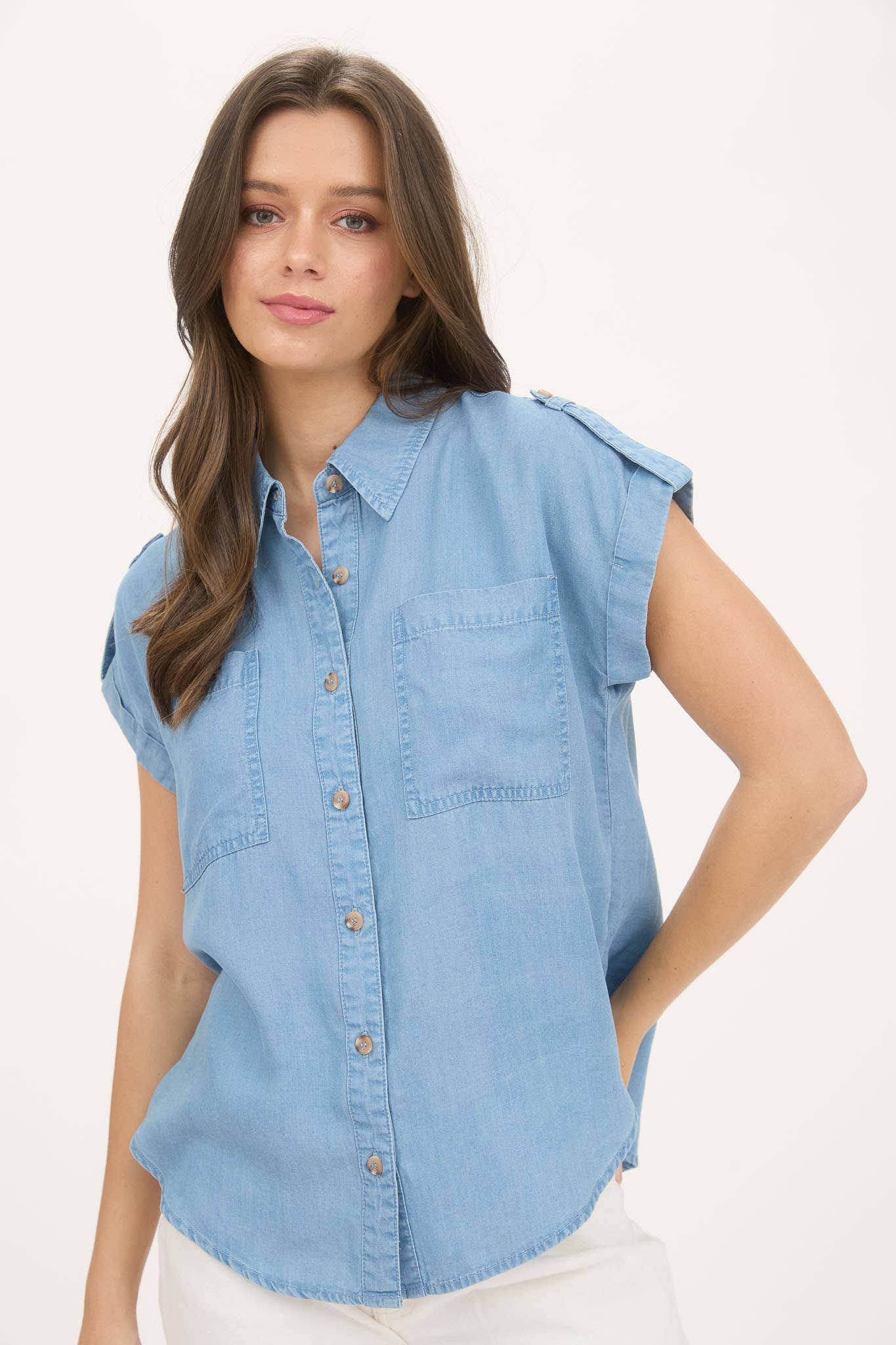 Denim Button Down Blouse