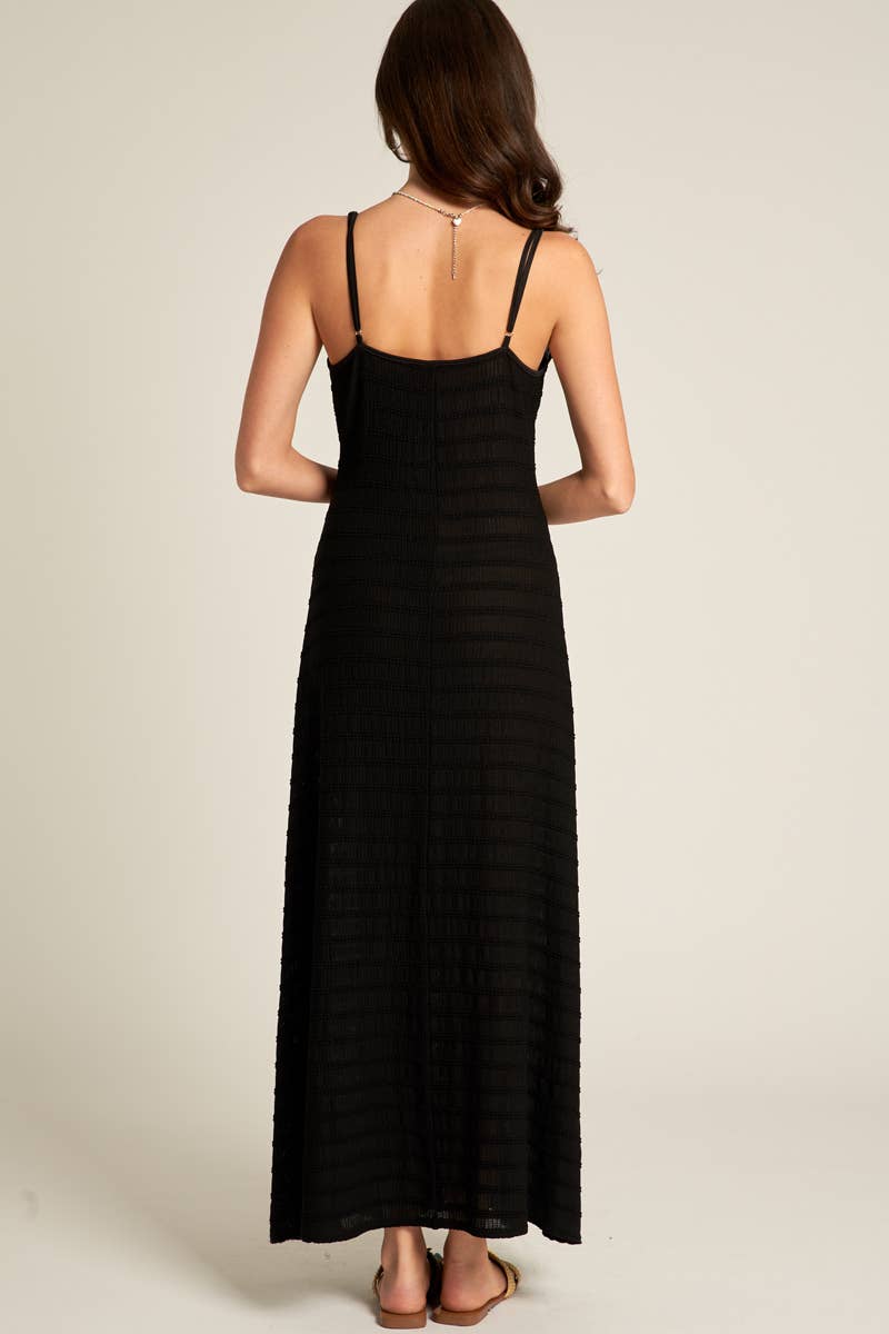 Black Spaghetti Strap Knit Maxi Dress