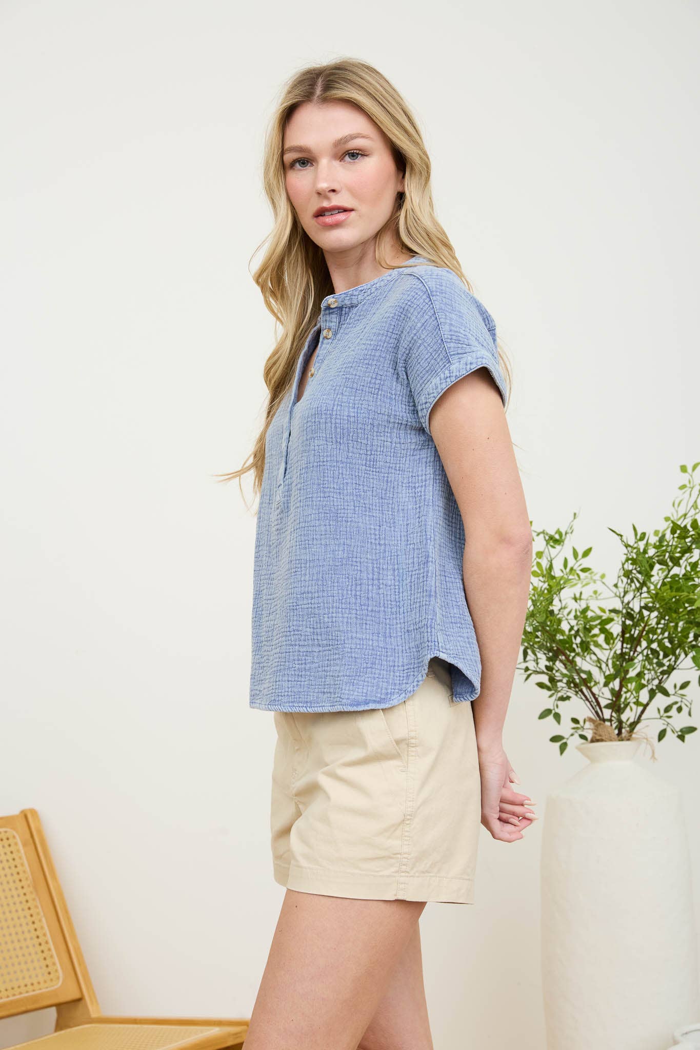 Short Sleeve Henley Top