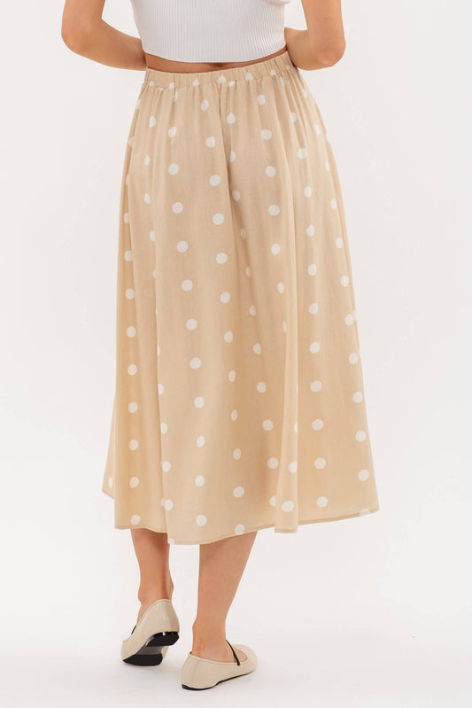 Polka Dots Button Down Midi Skirt