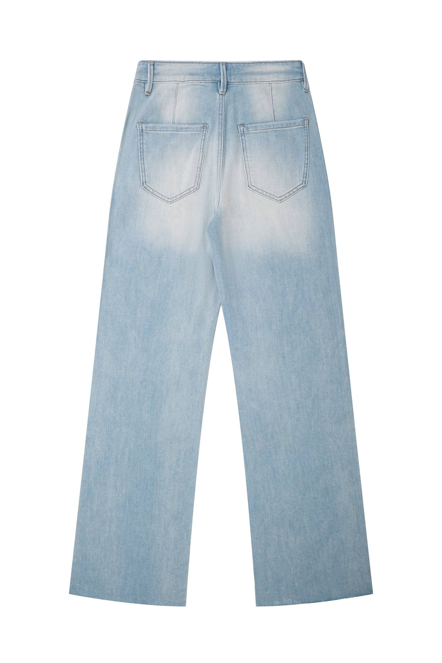 High Rise Embroidered Raw Hem Jeans
