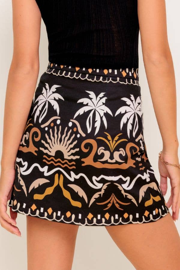 Tribal Pattern Woven Mini Skirt