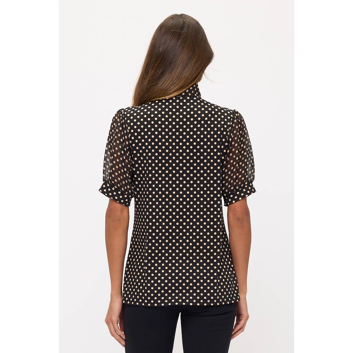 Polka Dots Tie Neck Top